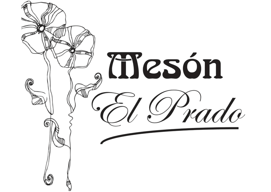 Un logotipo en blanco y negro para Mesón El Prado.