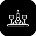 Icon Tisch mit Kerze und Weingläsern