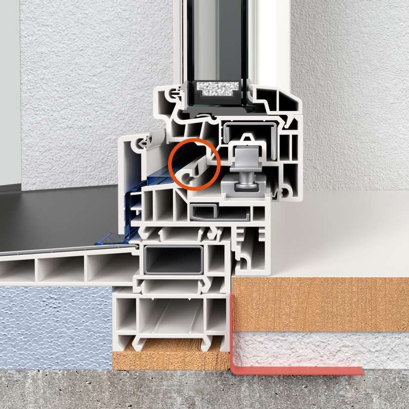 Plan de découpe d'une fenêtre blanche.