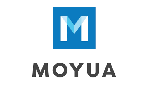 Logotipo de MOYUA: cuadrado azul con una “M” blanca sobre un logotipo gris.