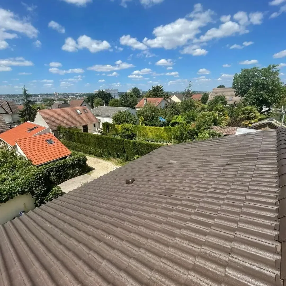 Une vue sur la ville depuis un toit