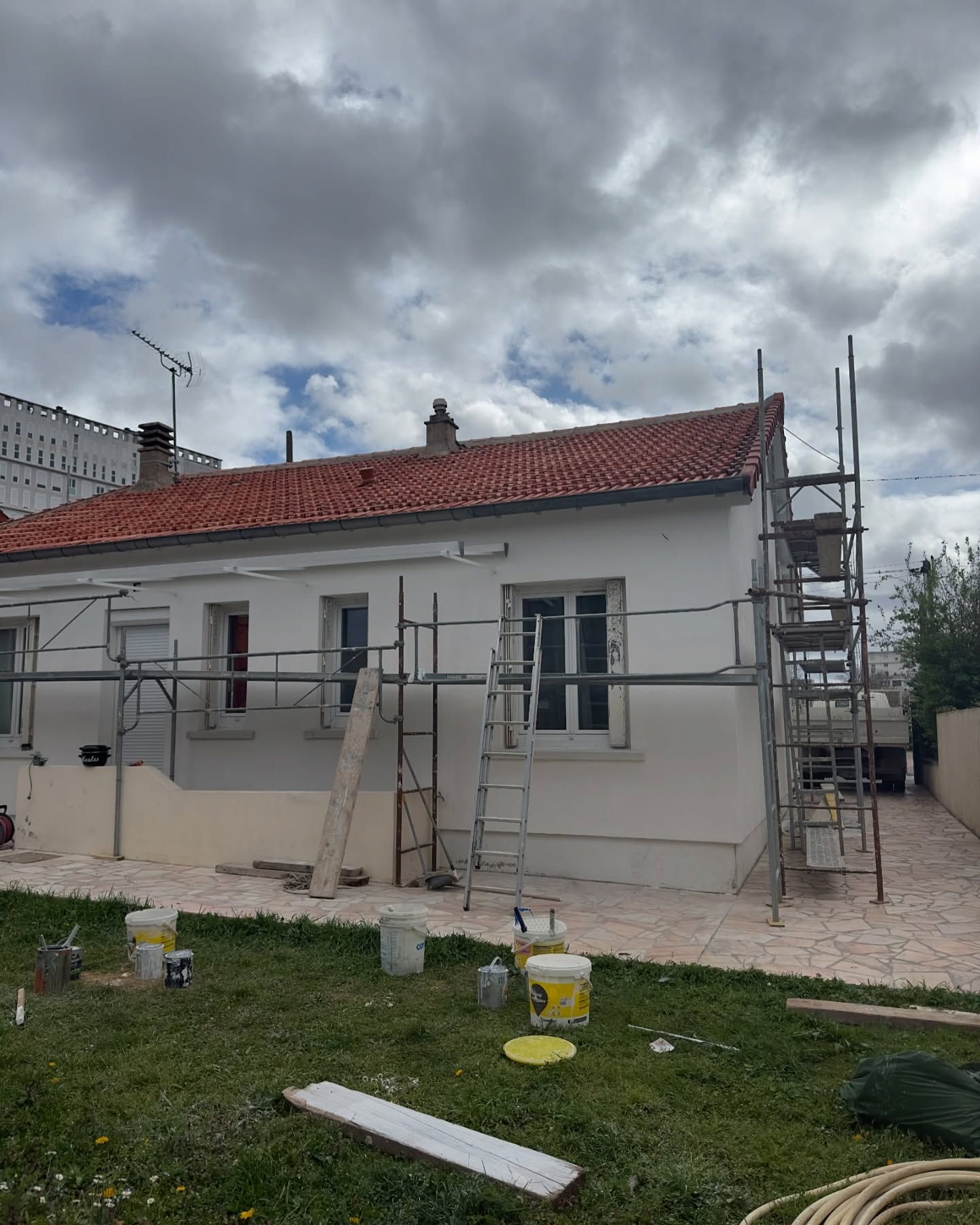 Chantier de ravalement de façade