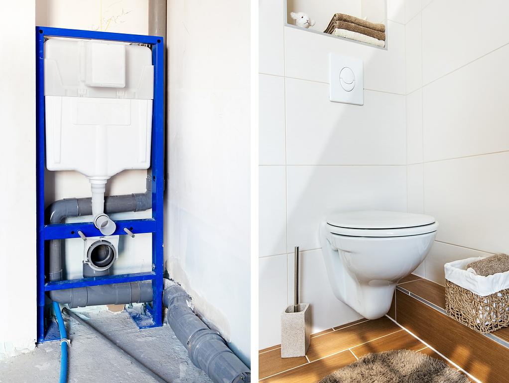 Avant après d'une installation de plomberie sanitaire