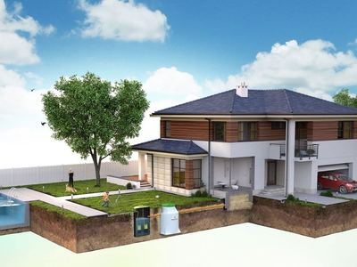 Visualisation 3D d'une maison et de sa fosse septique