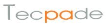 Logotipo "Tecpade" con letras "pa" naranjas y texto gris sobre fondo blanco.