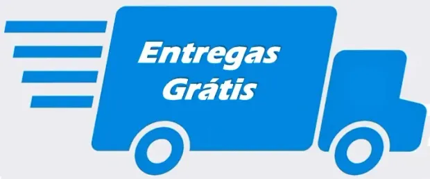 Um caminhão de entrega azul com as palavras entregas gratis escritas nele.