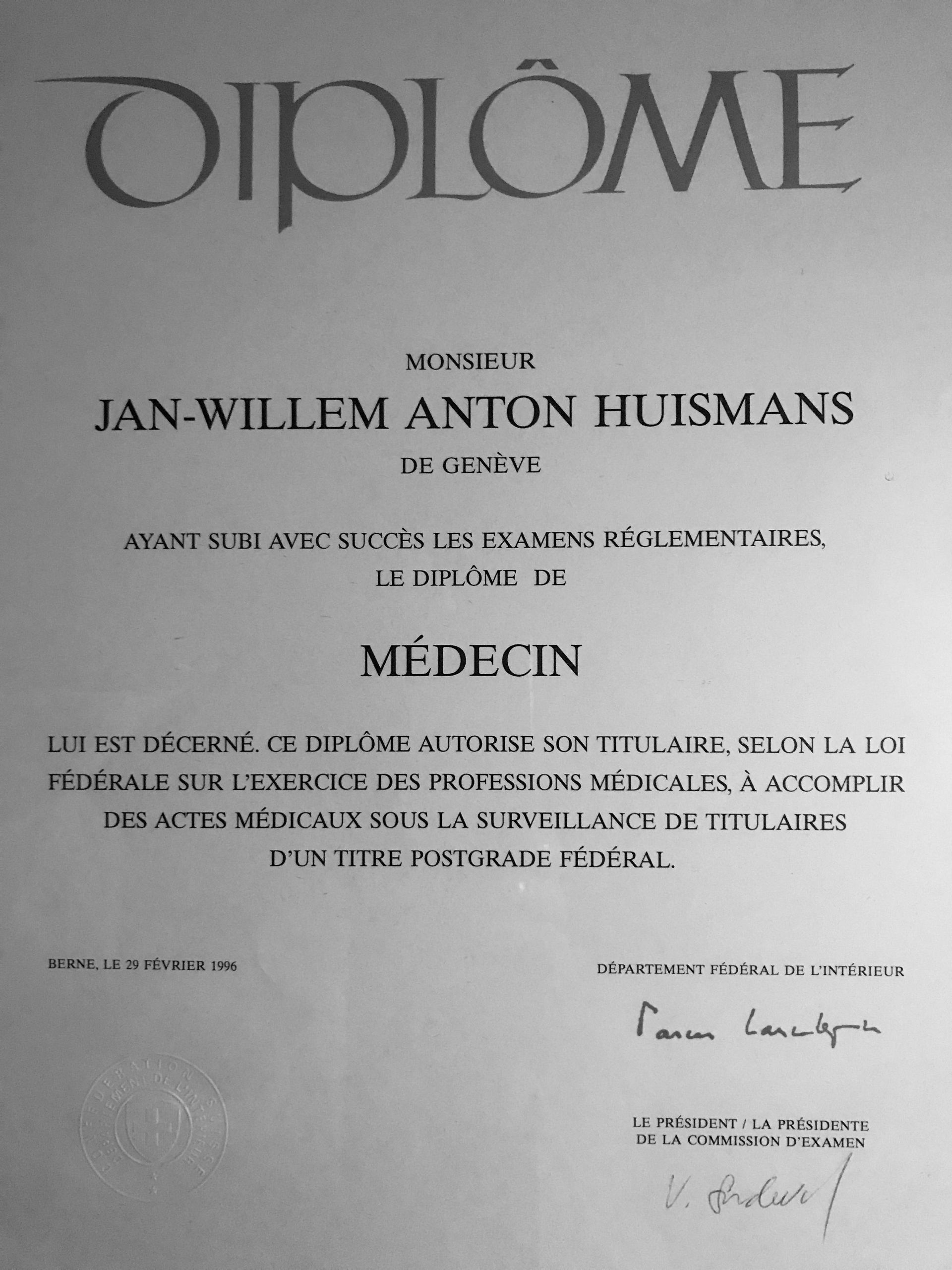 diplôme - Dr Jan Huismans