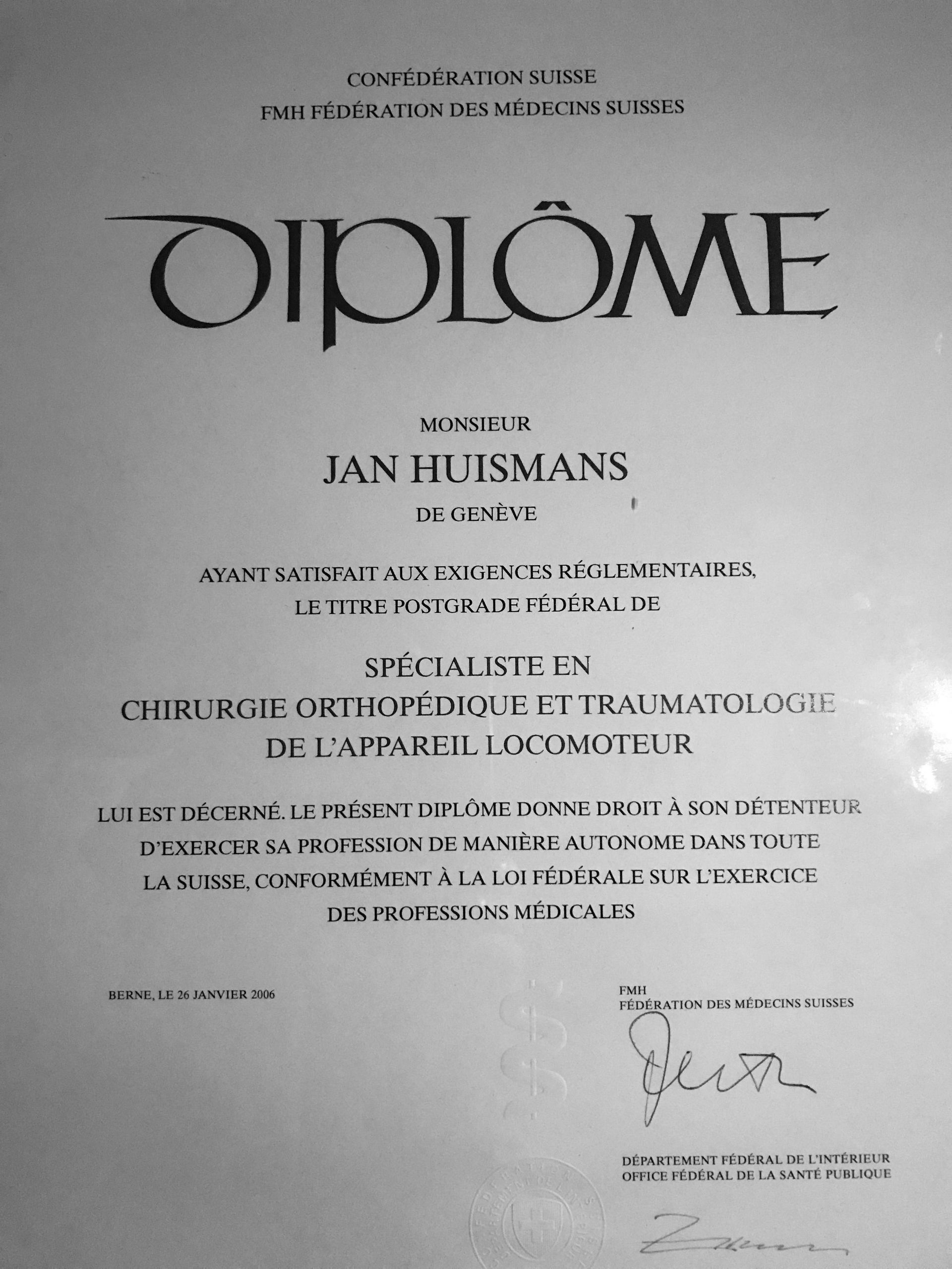 diplôme - Dr Jan Huismans