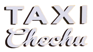 La palabra taxi está sobre un fondo blanco.