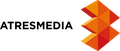Un logotipo para Atresmedia con un triángulo naranja sobre fondo blanco.