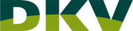 Un logotipo dkv verde y blanco sobre un fondo blanco