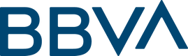 Un logotipo azul de BBVA sobre un fondo blanco.