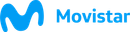 Un logotipo azul de Movistar sobre un fondo blanco.