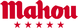 Un logotipo de Mahou con tres estrellas.