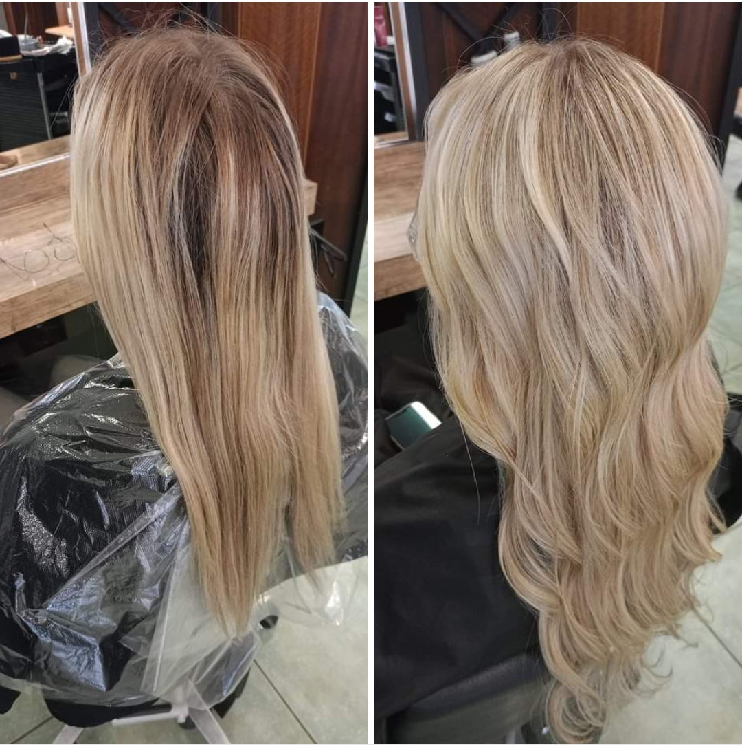 Vorher nachher Kundin mit Wellenlook