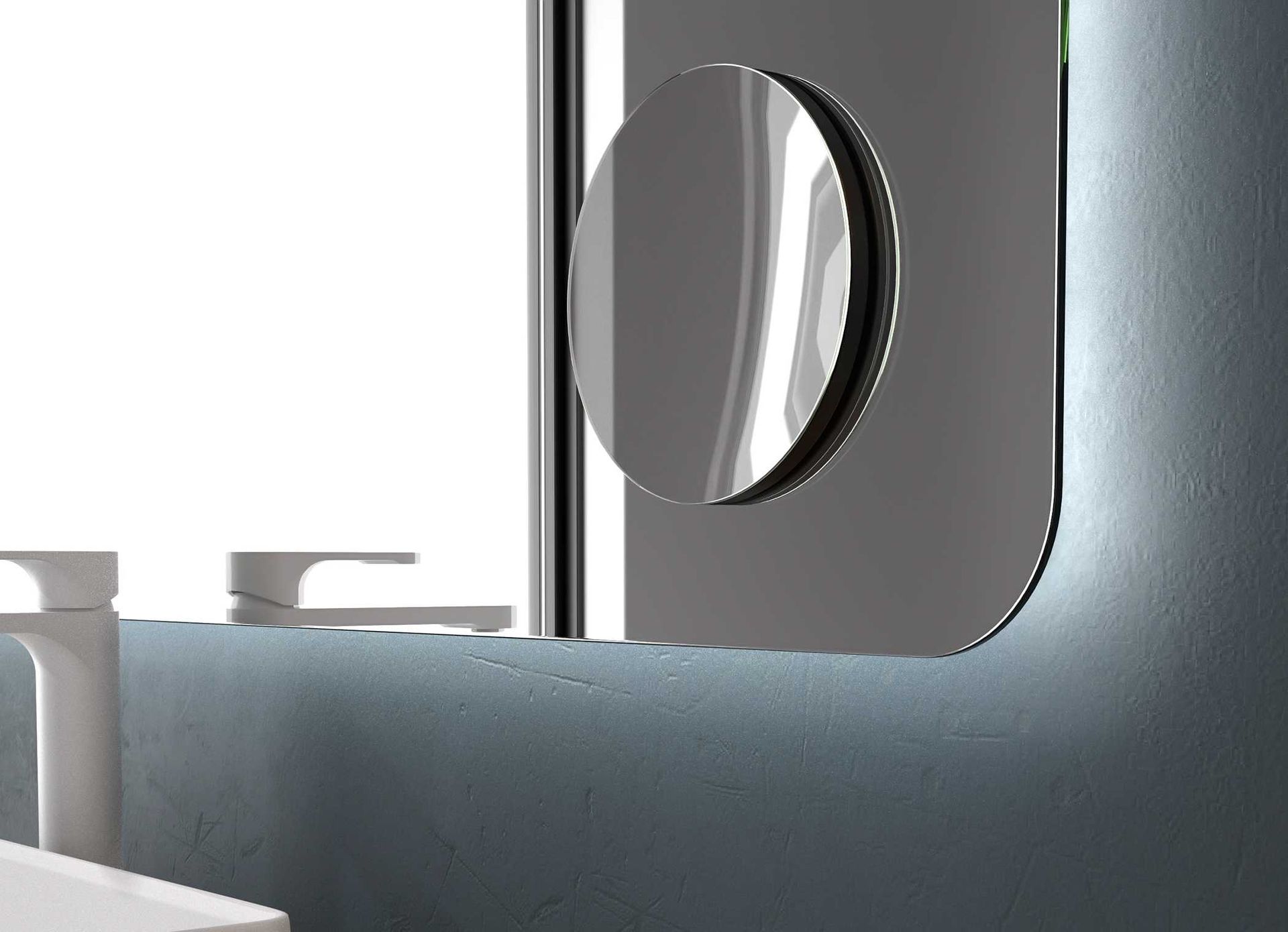 Un baño con un lavabo y un espejo en la pared.