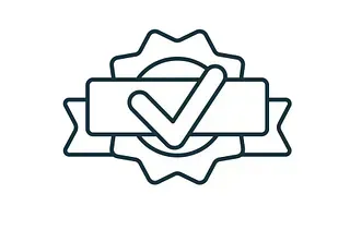 Un dibujo lineal de una cinta con una marca de verificación en ella.