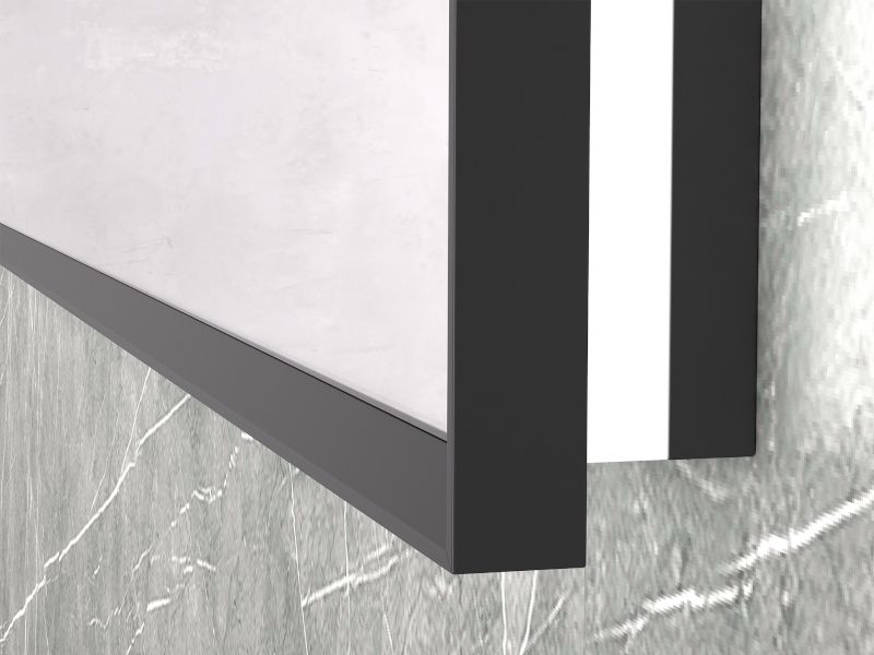 Un marco de fotos está colocado sobre un piso de mármol al lado de una pared.