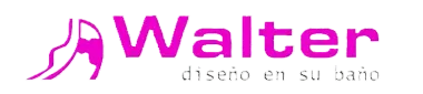 Un logotipo de Walter rosa sobre un fondo blanco.