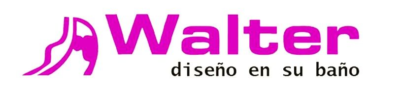 Un logotipo rosa para Walter Design en Su Bano.