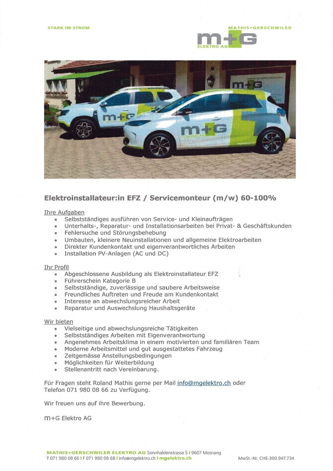 Dario Länzlinger - m + G Elektro AG - Mosnang