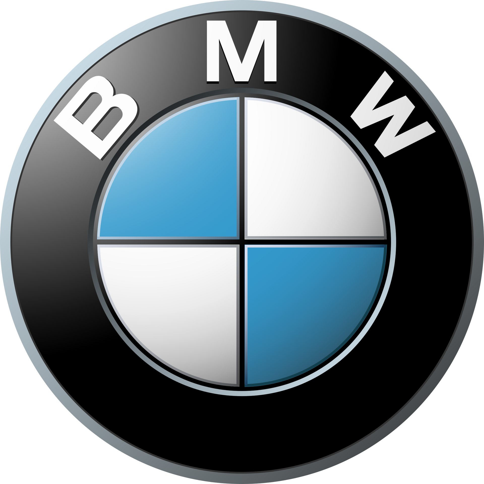 Logotipo de BMW: círculo negro con letras blancas