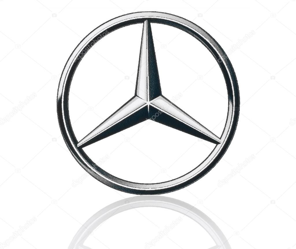 Logotipo de Mercedes-Benz: estrella plateada de tres puntas dentro de un círculo plateado.
