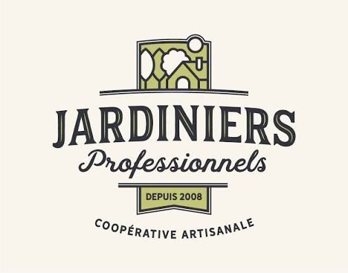 logo jardinier professionnels beige et vert