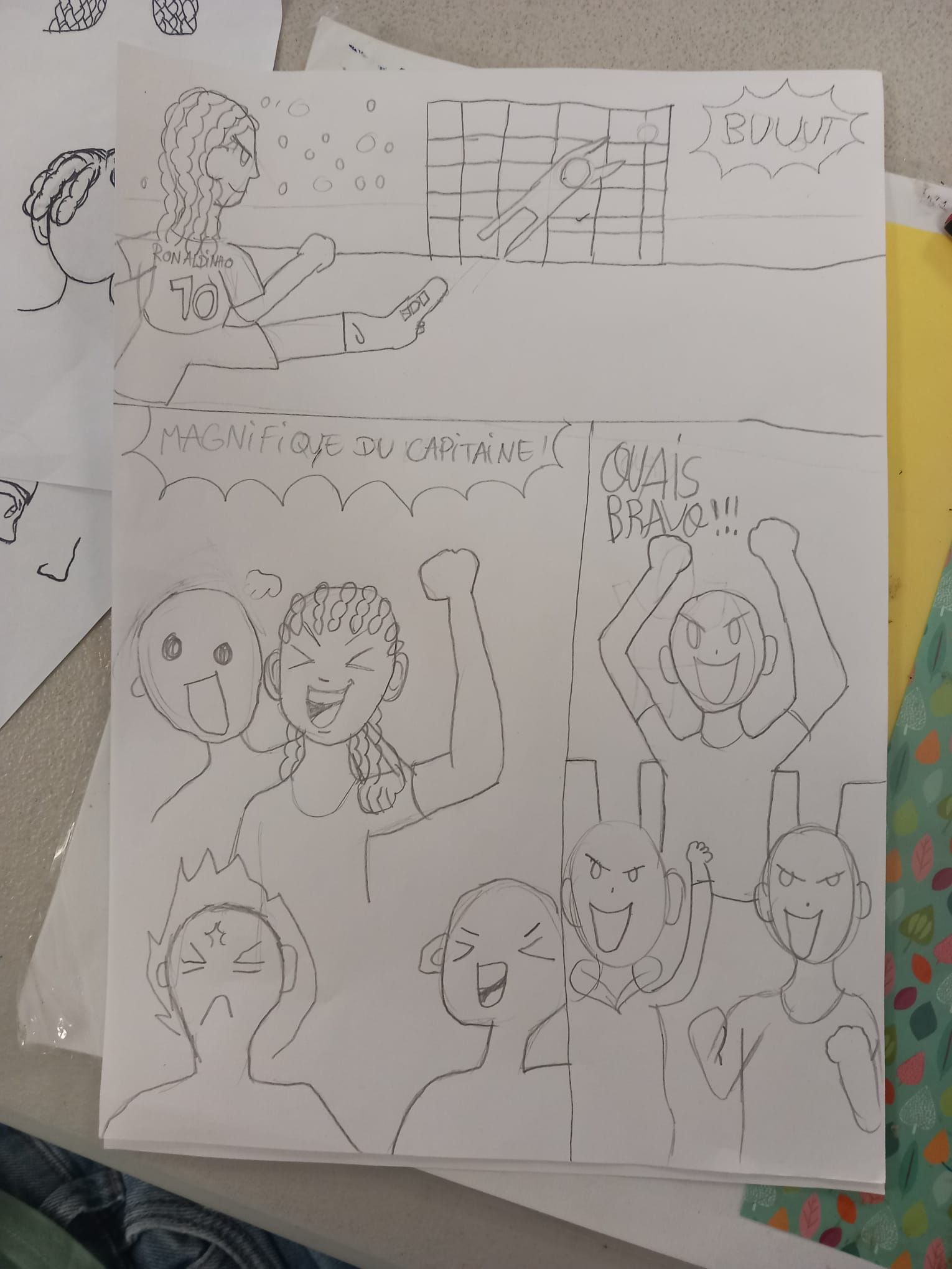 Dessin d'une histoire de football style manga