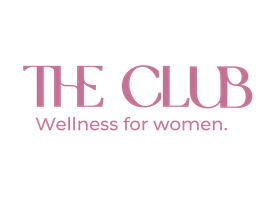 CLUB-logo vaaleanpunaisella tekstillä ja iskulauseella ”Hyvinvointia naisille”.