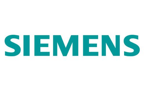 Das siemens-logo ist blau und weiß auf weißem hintergrund.
