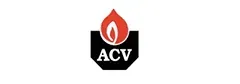 Logotipo de ACV: una llama estilizada sobre un polígono negro con "ACV" en blanco.