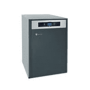 Caldera de color gris oscuro y plata con pantalla digital.