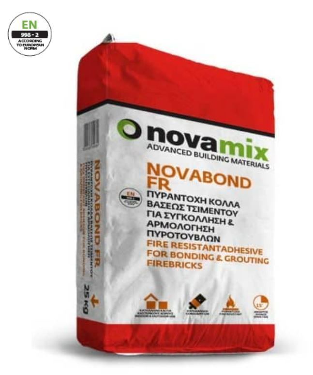 NOVABOND FR Πυράντοχη κόλλα σε μορφή σκόνης για συγκόλληση και αρμολόγηση πυρότουβλων σε χώρους με υψηλές θερμοκρασίες