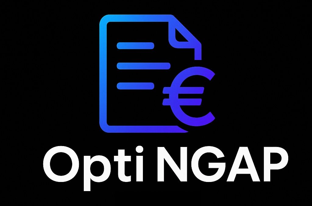 Logo Opti NGAP : document avec le symbole de l’euro en dégradé bleu sur fond noir.