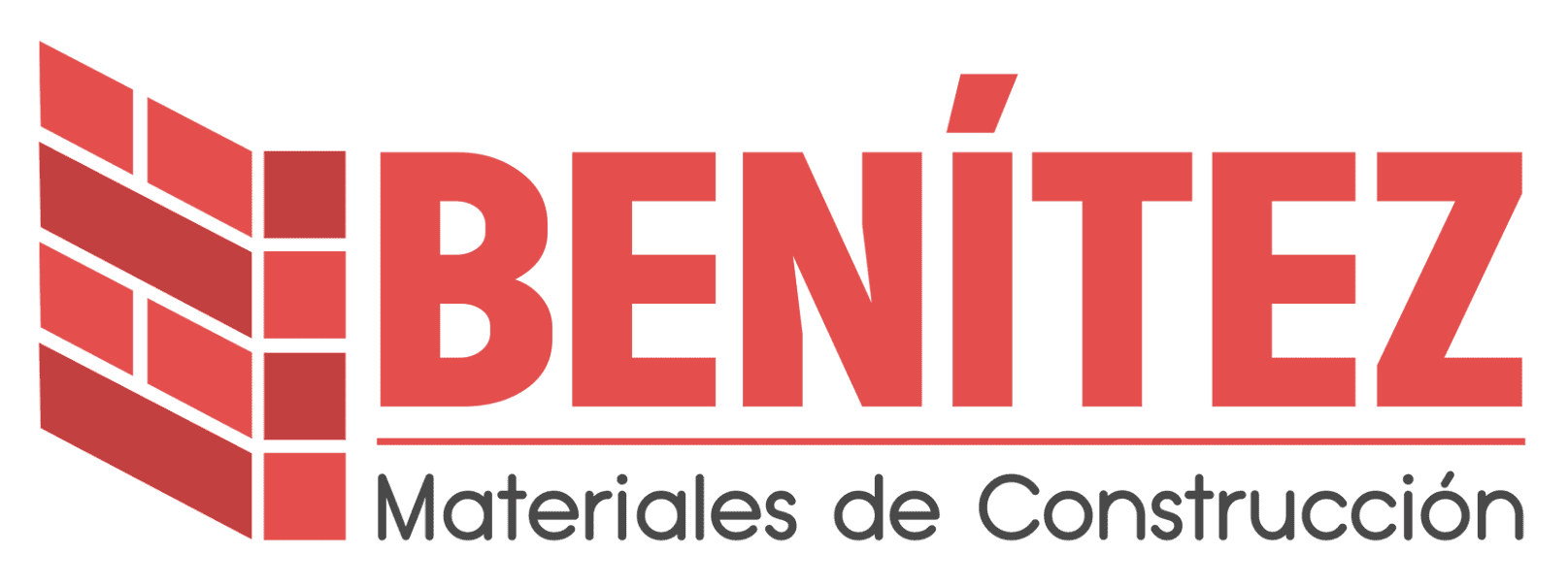 BENÍTEZ logo in red with brick icon and the words “Materiales de Construcción” below