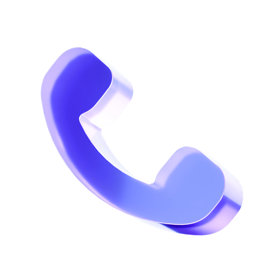 Combiné téléphonique 3D violet sur fond blanc