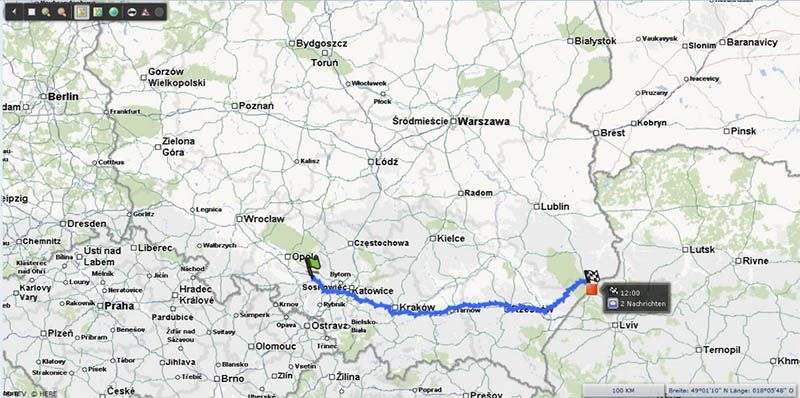 Eine Karte eines Landes mit einer blauen Linie, die durch das Land verläuft