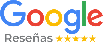 Un logotipo de Google con cinco estrellas sobre un fondo blanco.