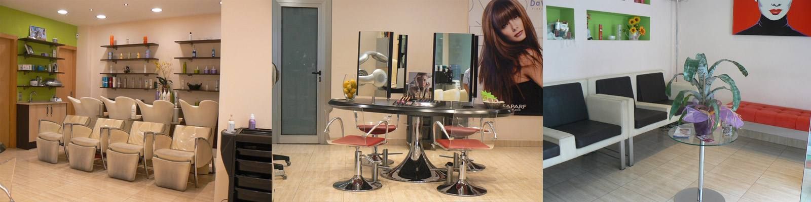 Un collage de tres fotografías de una peluquería.