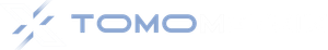 Logo Tomo bleu avec un « X » stylisé.