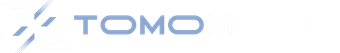 Logo Tomo bleu avec un « X » stylisé.