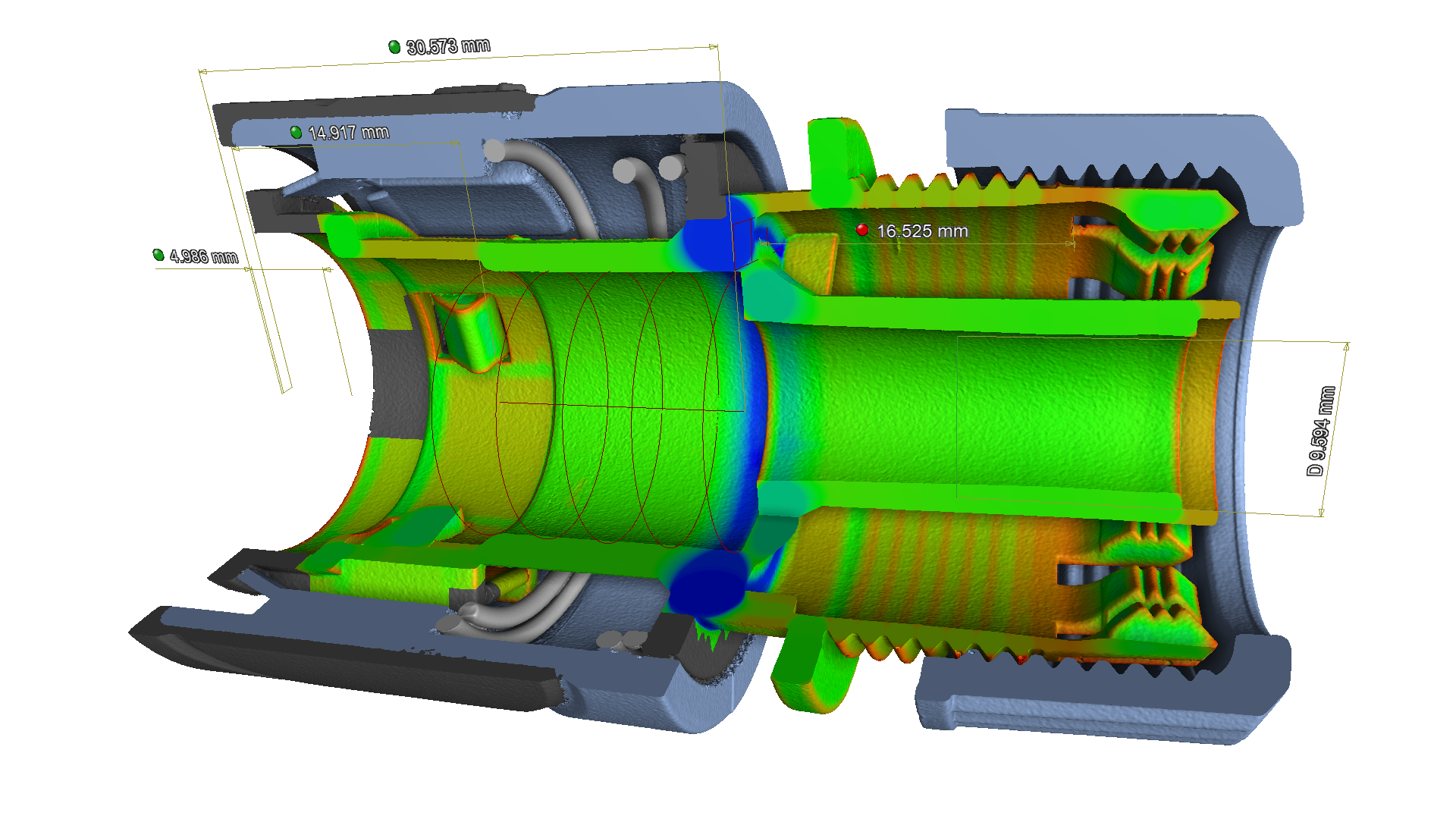 Coupe transversale d'un assemblage mécanique