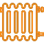 Una imagen de un radiador naranja sobre un fondo blanco.