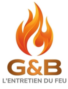 Logo G&B avec flamme orange et le texte L'ENTRETIEN DU FEU