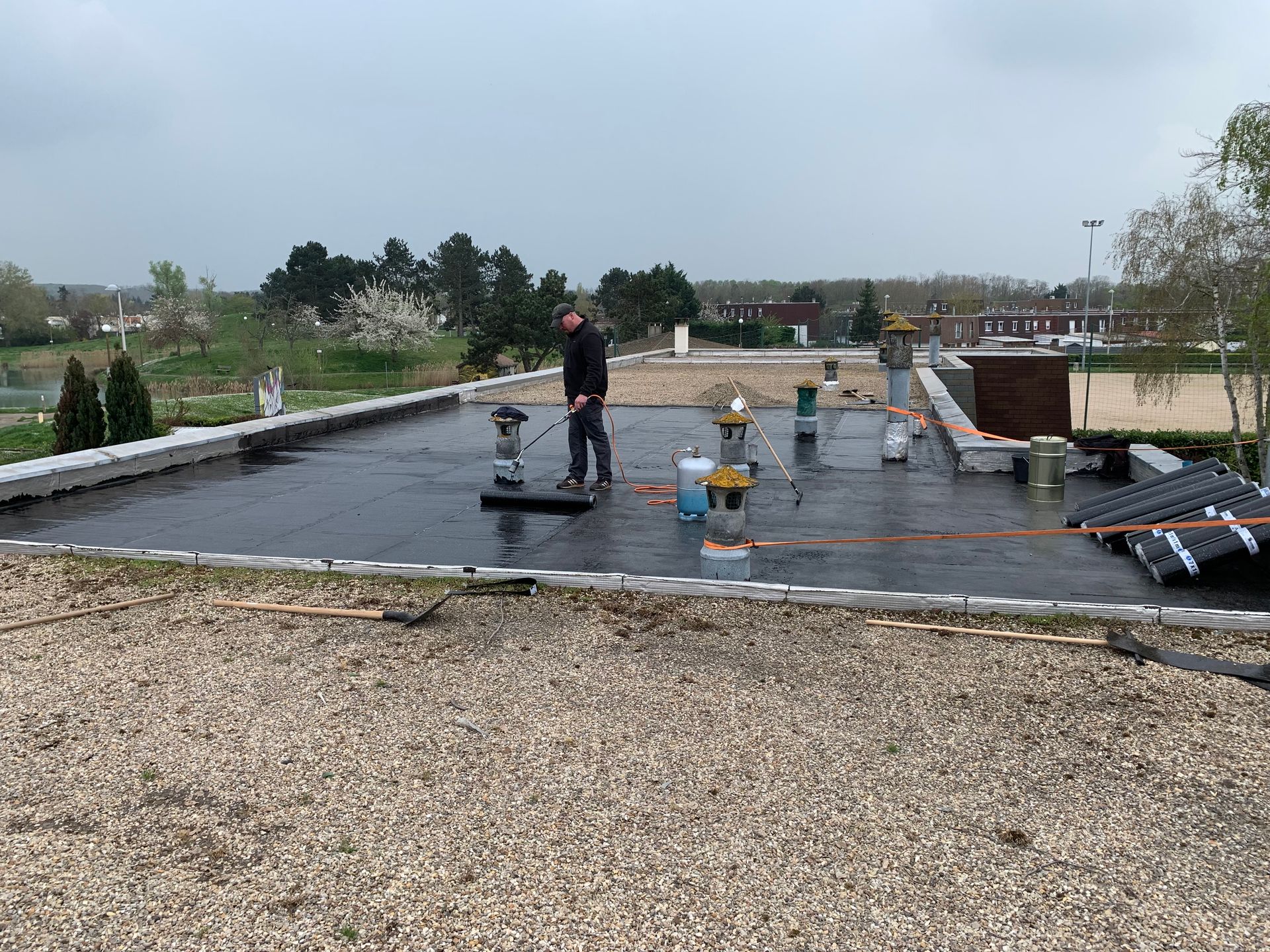 Toiture-terrasse en travaux