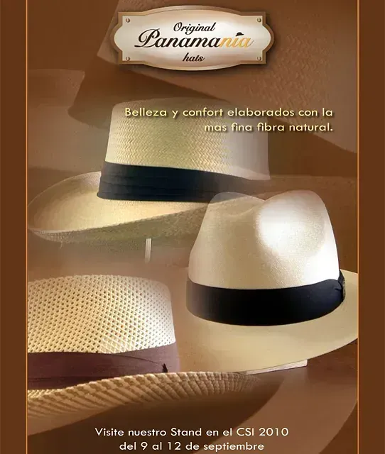 Anuncio de sombreros Panamá. Sombreros de diferentes estilos. El texto dice: