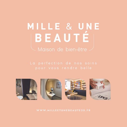 Carte cadeau blanche et dorée pour « Mille & Une Beauté » avec logo hexagonal et mention soin du visage/du corps.