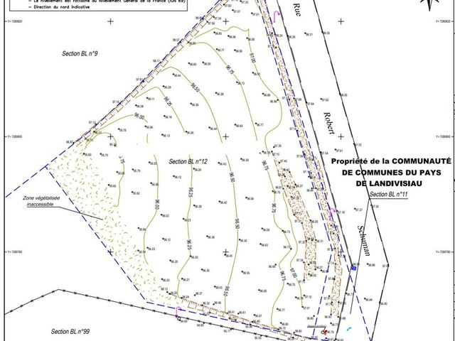 Extrait du plan topographique d’une parcelle à Landivisiau