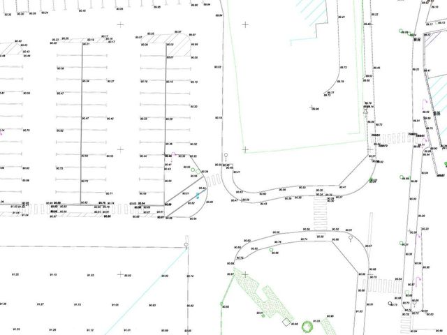 Extrait du plan topographique d’un parking à Landivisiau